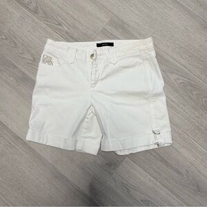 Noir White Denim Shorts with Textured Finish